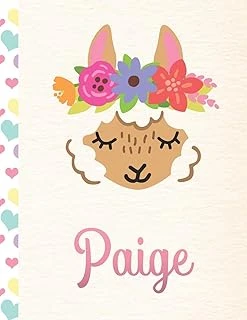 Paige: Personalized Llama Sketchbook For Girls With Pink Name - 8.5X11 110 Pages. Doodle, Draw, Sketch, Create! ürün görseli 1