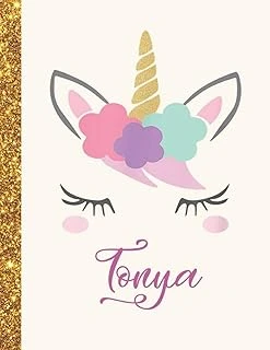 Tonya: Tonya Unicorn Personalized Black Paper Sketchbook For Girls And Kids To Drawing And Sketching Doodle Taking Note Marble Size 8.5 X 11 ürün görseli 1