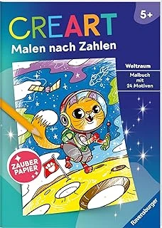 Ravensburger Creart Malen Nach Zahlen Ab 5: Weltraum, Malbuch, 24 Motive, Zauberpapier ürün görseli 1