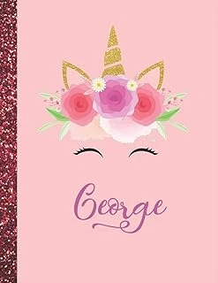 George: George Marble Size Unicorn Sketchbook Personalized White Paper For Girls And Kids To Drawing And Sketching Doodle Taking Note Size 8.5 X 11 ürün görseli 1