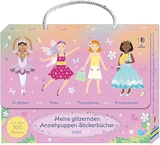 Meine Glitzernden Anziehpuppen-Stickerbücher Mini: Im Ballett, Feen, Freundinnen Und Prinzessinnen: Vier Handliche Stickerhefte Im Praktischen Koffer ... Viele Mit Glitzer – Für Ab 5 Jahren ürün görseli 1