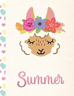 Summer: Personalized Llama Sketchbook For Girls With Pink Name - 8.5X11 110 Pages. Doodle, Draw, Sketch, Create! ürün görseli 1