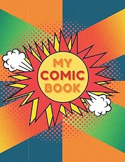 Colorful Blank Comic Book For Kids: Colorful Comic Cover, 120 Pages With 30 Different Panels For Comic Drawing, Fun Comics, Sky Comics, 8.5X11, Gift For Christmas, New Year, Birthday. ürün görseli 1