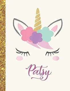 Patsy: Patsy Unicorn Personalized Black Paper Sketchbook For Girls And Kids To Drawing And Sketching Doodle Taking Note Marble Size 8.5 X 11 ürün görseli 1