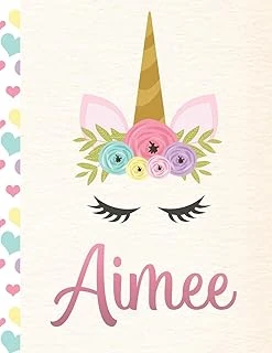 Aimee: Personalized Unicorn Sketchbook For Girls With Pink Name - 8.5X11 110 Pages. Doodle, Sketch, Create! ürün görseli 1
