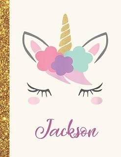 Jackson: Jackson Unicorn Personalized Black Paper Sketchbook For Girls And Kids To Drawing And Sketching Doodle Taking Note Marble Size 8.5 X 11 ürün görseli 1