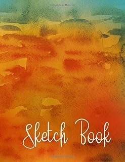 Sketch Book: 8.5 X 11 Blank Sketch Book With A Pretty Digitally Printed Orange And Green Watercolor Cover, 110 Blank Pages (55 Sheets), ... Printed Watercolor Smooth Glossy Cover ürün görseli 1