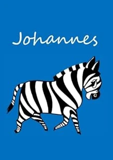 Individualisiertes Malbuch / Notizbuch / Tagebuch - Johannes: Zebra - A4 - Blanko - Blau ürün görseli 1
