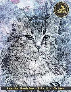 Meow Covers Plain Kids Sketch Book - 8.5 X 11 - 100 Sites: Notebook With Empty Paper - Perfect Colouring Book, Drawing, Painting Book For Children, Kids Or Students ürün görseli 1