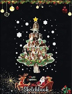 Christmas Sketch Book: Cavalier King Charles Spaniel Christmas Tree Xmas Light Gift, 120 Pages Help You Your Ideas Size 8.5 X 11 Inches Sketchbook ürün görseli 1