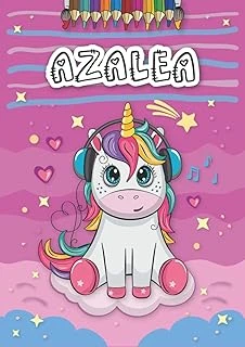 Azalea: Personalized Coloring Book For Azalea | Theme: Unicorn | Birthday Gift For Girl, Daughter ... | Ages: 4-8 | 25 Unicorn Designs With Name Azalea, Large Size A4 (Ca. 8.5 X 11 Inches) ürün görseli 1
