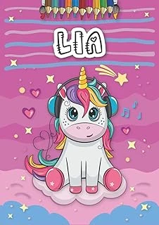 Independently Published Lia: Personalized Coloring Book For Lia | Theme: Unicorn | Birthday Gift For Girl, Daughter ... | Ages: 4-8 | 25 Unicorn Designs With Name Lia, Large Size A4 (Ca. 8.5 X 11 Inc ürün görseli 1