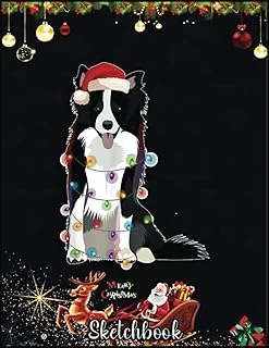 Christmas Sketch Book: Border Collie Christmas Lights Xmas Dog Lover, 120 Pages Help You Your Ideas Size 8.5 X 11 Inches ürün görseli 1