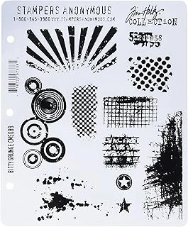 Stampers Anonim Tim Holtz Kauçuk Damga Seti, Büyük, Yapışkanlı Kauçuk Damga, Bitty Grunge ürün görseli 1
