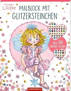 Malblock Mit Glitzersteinchen (Prinzessin Lillifee): Über 300 Diamantsticker: 24 Ausmalmotive Und 333 Funkelnde Aufkleber In Diamant-, Stern- Und Herzform Und 5 Farben, Ab 5 Jahren ürün görseli 1