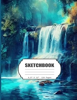 Sketchbook: Waterfall, Blank Sketch Book For Kids, Adults, Artist Notebook/Journal For Drawing, Writing, Sketching Or Doodling, 120 Blank Pages, 8.5X11 (Blank Drawing Book) ürün görseli 1
