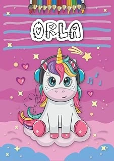 Independently Published Orla: Personalized Coloring Book For Orla | Theme: Unicorn | Birthday Gift For Girl, Daughter ... | Ages: 4-8 | 25 Unicorn Designs With Name Orla, Large Size A4 (Ca. 8.5 X 11 ürün görseli 1