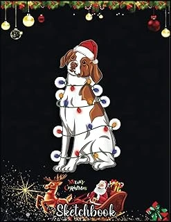 Christmas Sketch Book: Brittany Spaniel Dog Wearing Christmas Hat Lights, 120 Pages Help You Your Ideas Size 8.5 X 11 Inches Sketchbook ürün görseli 1