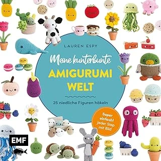 Meine Kunterbunte Amigurumi-Welt – Super Einfach 25 Niedliche Figuren Häkeln: Jeder Step Mit Bild: Kaktus, Sonnenblume, Qualle, Kuh, Cupcake, Donut, Pfirsich, Aubergine Und Viele Mehr ürün görseli 1