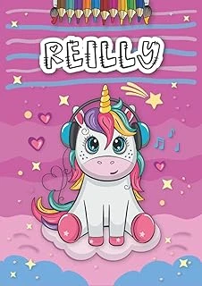 Reilly: Personalized Coloring Book For Reilly | Theme: Unicorn | Birthday Gift For Girl, Daughter ... | Ages: 4-8 | 25 Unicorn Designs With Name Reilly, Large Size A4 (Ca. 8.5 X 11 Inches) ürün görseli 1
