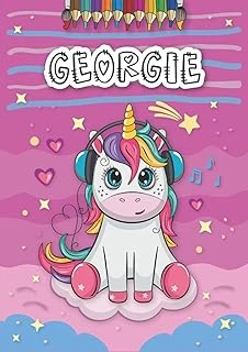 Georgie: Personalized Coloring Book For Georgie | Theme: Unicorn | Birthday Gift For Girl, Daughter ... | Ages: 4-8 | 25 Unicorn Designs With Name Georgie, Large Size A4 (Ca. 8.5 X 11 Inches) ürün görseli 1