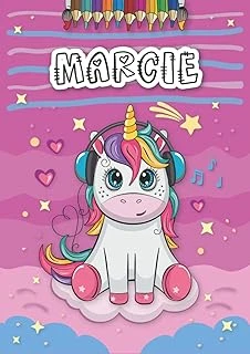 Marcie: Personalized Coloring Book For Marcie | Theme: Unicorn | Birthday Gift For Girl, Daughter ... | Ages: 4-8 | 25 Unicorn Designs With Name Marcie, Large Size A4 (Ca. 8.5 X 11 Inches) ürün görseli 1