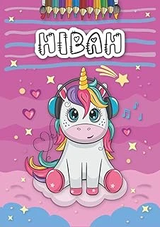 Independently Published Hibah: Personalized Coloring Book For Hibah | Theme: Unicorn | Birthday Gift For Girl, Daughter ... | Ages: 4-8 | 25 Unicorn Designs With Name Hibah, Large Size A4 (Ca. 8.5 X ürün görseli 1