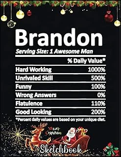 Christmas Sketch Book: Brandon Nutrition Funny Birthday Personalized Name Gift Idea, 120 Pages Help You Your Ideas Size 8.5 X 11 Inches Sketchbook ürün görseli 1