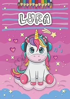Independently Published Lyra: Personalized Coloring Book For Lyra | Theme: Unicorn | Birthday Gift For Girl, Daughter ... | Ages: 4-8 | 25 Unicorn Designs With Name Lyra, Large Size A4 (Ca. 8.5 X 11 ürün görseli 1
