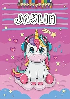 Jaylin: Personalized Coloring Book For Jaylin | Theme: Unicorn | Birthday Gift For Girl, Daughter ... | Ages: 4-8 | 25 Unicorn Designs With Name Jaylin, Large Size A4 (Ca. 8.5 X 11 Inches) ürün görseli 1