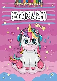 Independently Published Marlen: Personalized Coloring Book For Marlen | Theme: Unicorn | Birthday Gift For Girl, Daughter ... | Ages: 4-8 | 25 Unicorn Designs With Name Marlen, Large Size A4 (Ca. 8.5 ürün görseli 1