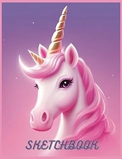 Sketchbook: Cute Unicorn On Pink Background, Large Blank Sketchbook For Girls, 120 Pages, 8.5" X 11", For Drawing, Sketching & Crayon Coloring (Kids Drawing Books) ürün görseli 1