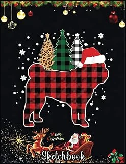 Christmas Sketch Book: Buffalo Plaid Pug Dog Tree Leopard Christmas, 120 Pages Help You Your Ideas Size 8.5 X 11 Inches Sketchbook ürün görseli 1