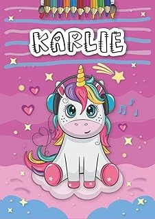 Independently Published Karlie: Personalized Coloring Book For Karlie | Theme: Unicorn | Birthday Gift For Girl, Daughter ... | Ages: 4-8 | 25 Unicorn Designs With Name Karlie, Large Size A4 (Ca. 8.5 ürün görseli 1