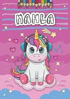 Independently Published Nahla: Personalized Coloring Book For Nahla | Theme: Unicorn | Birthday Gift For Girl, Daughter ... | Ages: 4-8 | 25 Unicorn Designs With Name Nahla, Large Size A4 (Ca. 8.5 X ürün görseli 1
