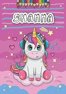 Independently Published Shanna: Personalized Coloring Book For Shanna | Theme: Unicorn | Birthday Gift For Girl, Daughter ... | Ages: 4-8 | 25 Unicorn Designs With Name Shanna, Large Size A4 (Ca. 8.5 ürün görseli 1