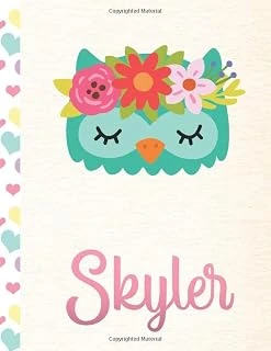 Skyler: Personalized Owl Sketchbook For Girls With Pink Name - 8.5X11 110 Pages. Doodle, Draw, Sketch, Create! ürün görseli 1