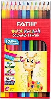 Fatih Boya Kalemi, 12'Li Renkli Kuru Boya Seti, Karışık Renkler, Ergonomik Üçgen Gövde ürün görseli 1