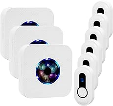 Kablosuz Kapı Zilleri, Su Geçirmez, Kolay Kurulum, 1 Ft Uzun Menzil, 55 Zil Sesi 5 Ses Seviyesi, 7 Renkli Led Kapı Zili, Ev Sınıfı Daire Için, 2 Basma Düğmesi, 3 Alıcı ürün görseli 1