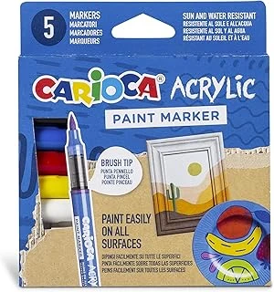 Carioca Akrilik Paint Marker Su Bazli Fırça Uçlu 5'Li ürün görseli 1