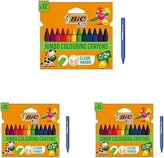 Bic Plastidecor Elleri Kirletmeyen Üçgen Pastel Boya, 12'Li Kutu, Elleri Boyamaz, 30 Aydan Büyük Çocuklar İçin İdeal 3Lü Paket ürün görseli 1