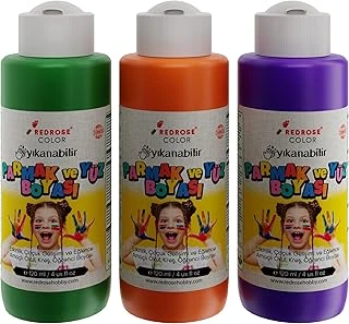 Yeşil-Mor-Turuncu Parmak Boyası 3'Lü Set 3X120Ml ürün görseli 1