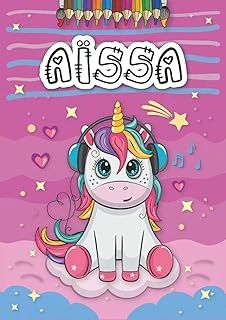 Aïssa: Livre De Coloriage Personnalisé Pour Aïssa | Licorne | Cadeau D'Anniversaire Pour Fille ... | 4 À 8 Ans | 25 Motifs De Licorne Avec Le Prénom Aïssa, Grand Format A4 (21 X 29.7 Cm) ürün görseli 1
