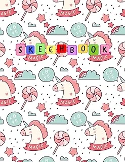 Sketchbook: Cute Unicorn , Large Blank Sketchbook For Girls, 100 Pages, 8.5" X 11", For Drawing, Sketching & Crayon Coloring (Kids Drawing Books) ürün görseli 1