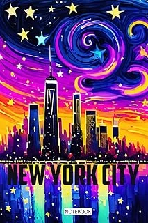 Independently Published New York City Skyline With Van Gogh Starry Night Painting With 6X9 Inch 100 Ruled Pages: I Love New York City, Cool New York City Hand Drawn ürün görseli 1