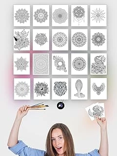 20'Li Mandala Boyama Kartları, Yetişkinler İçin Mandala, Büyükler İçin Boyama Seti, Sanatsal Hediye ürün görseli 1