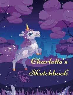 Independently Published Charlotte’S Sketchbook: Personalized And Beautifully Illustrated Unicorn Cover For Girls, 102 Pages, 8.5" X 11", For Drawing, Doodling, Writing, Sketching & Crayon Coloring, P ürün görseli 1