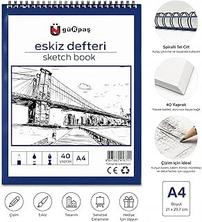 Gürpaş A4 Spiralli Eskiz Defteri, 40 Yaprak, Kurşun Kalem Karakalem Için, Öğrenci, Tasarımcı Profesyonel Kullanım ürün görseli 1
