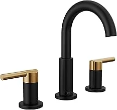 Faucet Nicoli Yaygın Banyo Bataryası 3 Delikli, Siyah/Altın Banyo Bataryası, Banyo Lavabo Bataryası, Tahliye Montajı, Mat Siyah/Şampanya Bronz 35749Lf-Gz ürün görseli 1