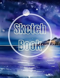 Sketch Book: Watercolor Sea Night View Cover Page Sketchbook Blank Paper Pad 8.5" X 11" - Sketchbook 120 Pages Blank Paper Book For ... Unlined Journal Cover Sketchbooks ürün görseli 1
